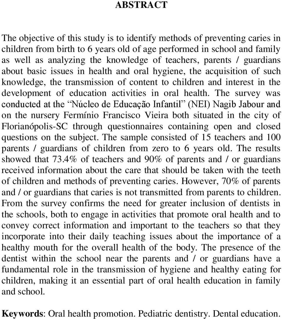 activities in oral health.