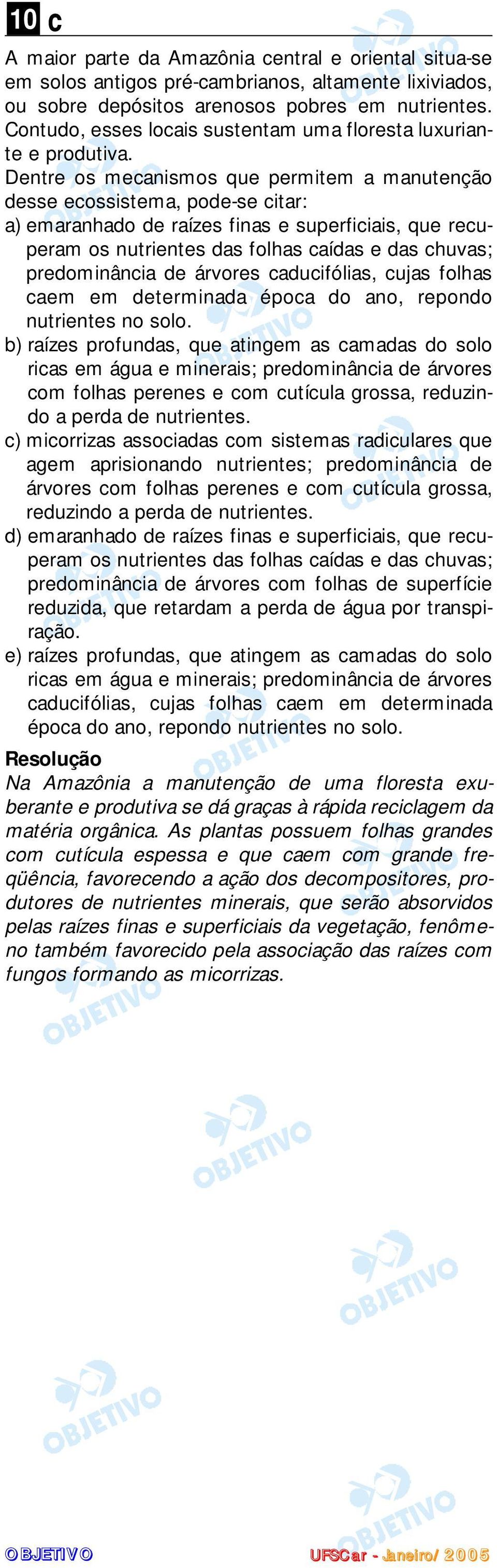 Dentre os mecanismos que permitem a manutenção desse ecossistema, pode-se citar: a) emaranhado de raízes finas e superficiais, que recuperam os nutrientes das folhas caídas e das chuvas;