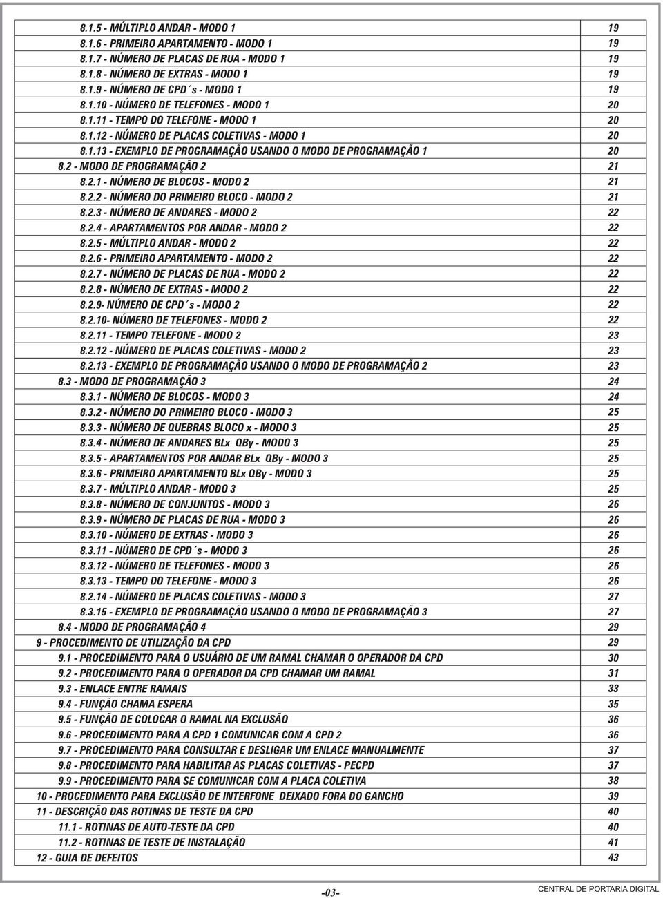 2.2 - NÚMERO DO PRIMEIRO BLOCO - MODO 2 8.2.3 - NÚMERO DE ANDARES - MODO 2 8.2.4 - APARTAMENTOS POR ANDAR - MODO 2 8.2.5 - MÚLTIPLO ANDAR - MODO 2 8.2.6 - PRIMEIRO APARTAMENTO - MODO 2 8.2.7 - NÚMERO DE PLACAS DE RUA - MODO 2 8.