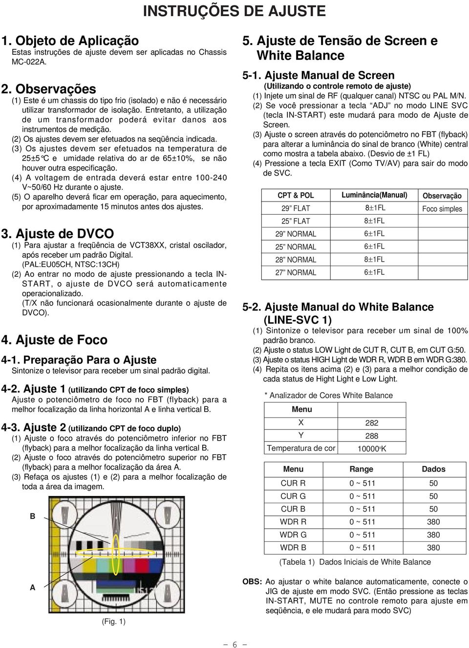 Entretanto, a utilização de um transformador poderá evitar danos aos instrumentos de medição. (2) Os ajustes devem ser efetuados na seqüência indicada.