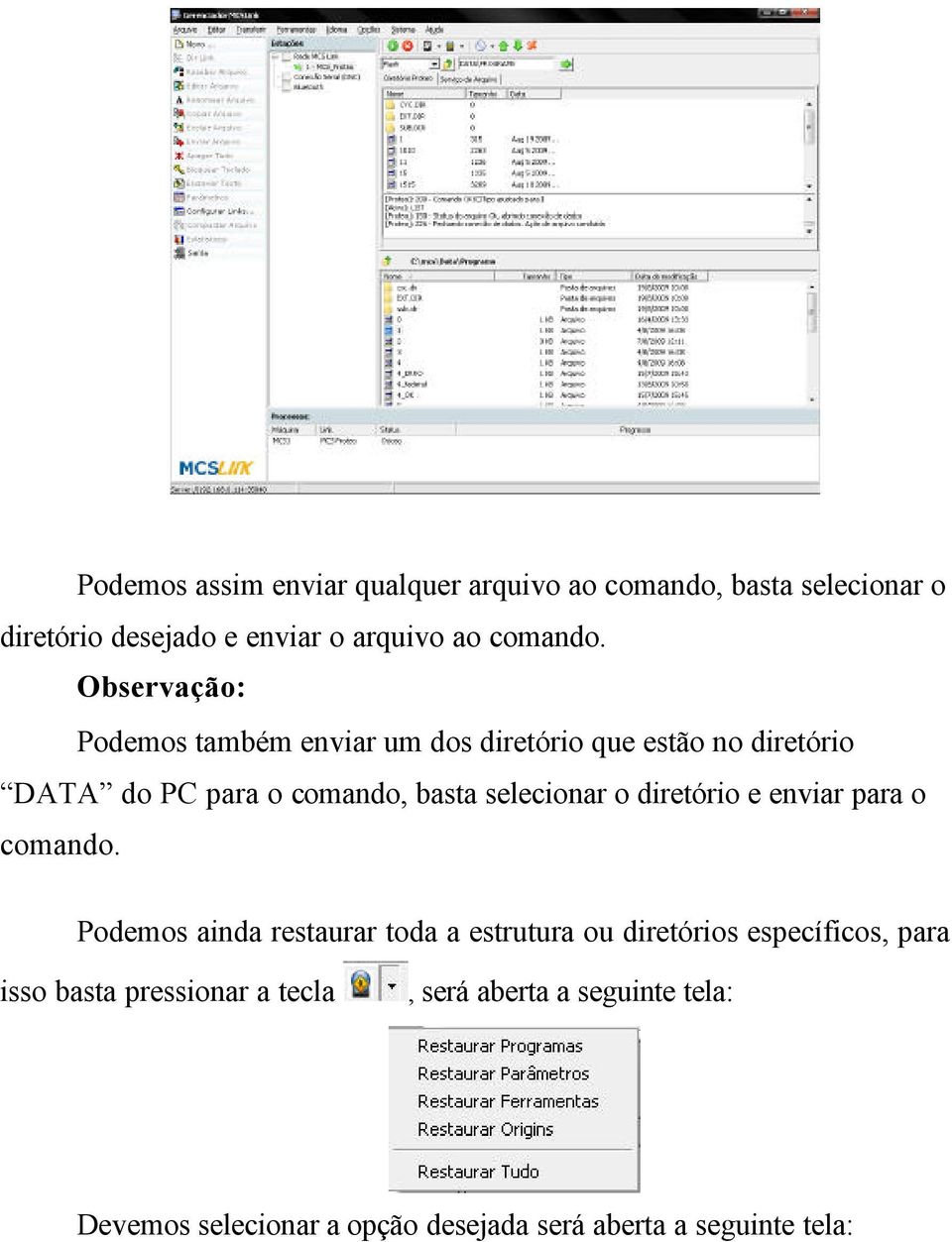 o diretório e enviar para o comando.