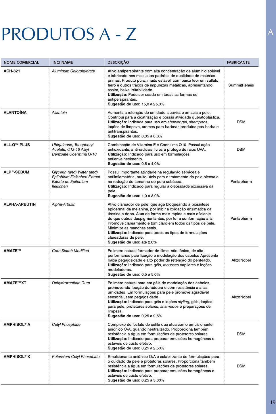 Produto puro, muito estável, com baixo teor em sulfato, ferro e outros traços de impurezas metálicas, apresentando assim, baixa irritabilidade.