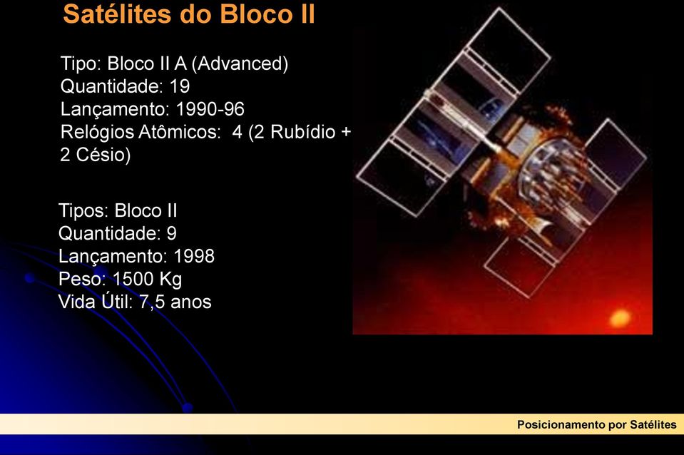 Atômicos: 4 (2 Rubídio + 2 Césio) Tipos: Bloco II