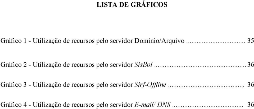 .. 35 Gráfico 2 - Utilização de recursos pelo servidor SisBol.