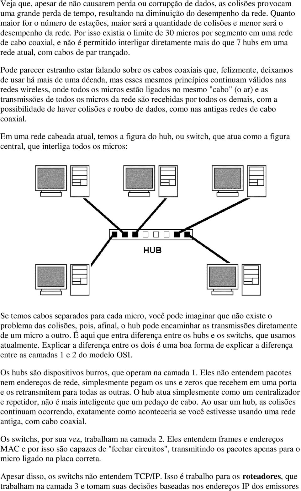 Por isso existia o limite de 30 micros por segmento em uma rede de cabo coaxial, e não é permitido interligar diretamente mais do que 7 hubs em uma rede atual, com cabos de par trançado.