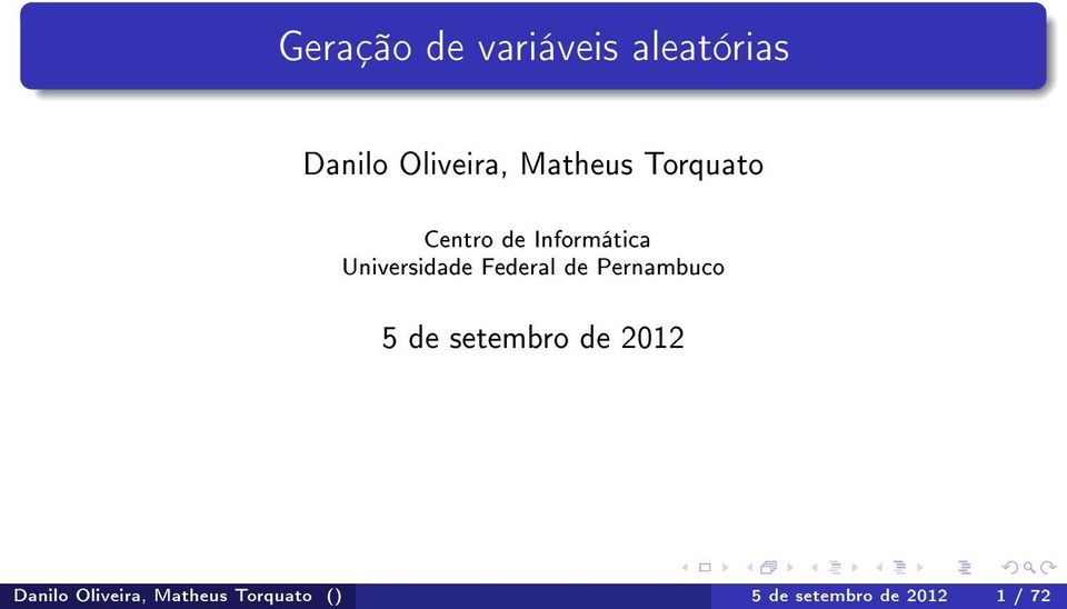 Federal de Pernambuco 5 de setembro de 2012 Danilo