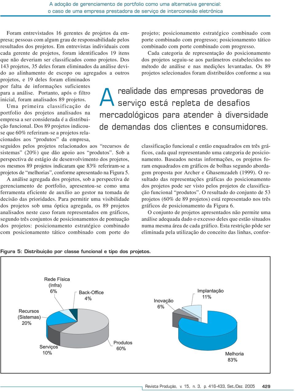 Em entrevistas individuais com cada gerente de projetos, foram identificados 19 itens que não deveriam ser classificados como projetos.