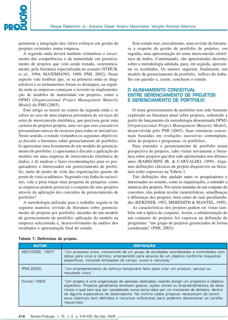 (STHUB, et al., 199; MAXIMIANO, 1988; PMI, 00).