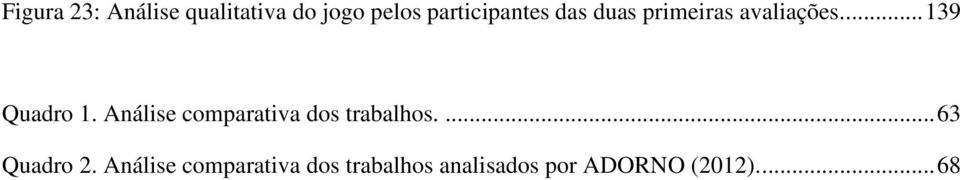 ... 139 Quadro 1. Análise comparativa dos trabalhos.