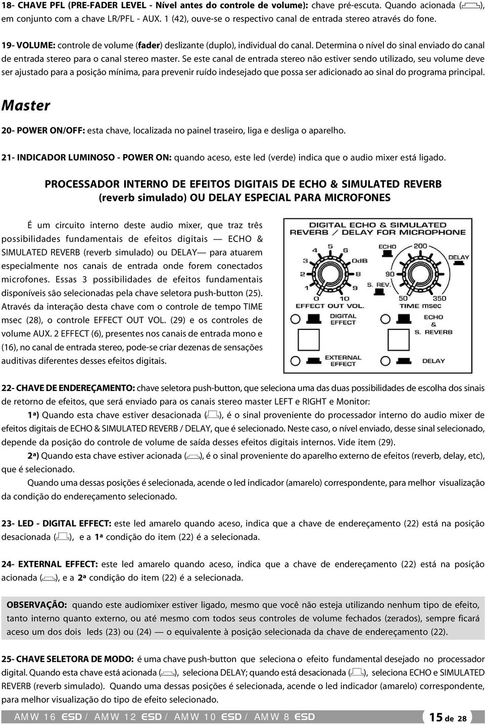 Determina o nível do sinal enviado do canal de entrada stereo para o canal stereo master.