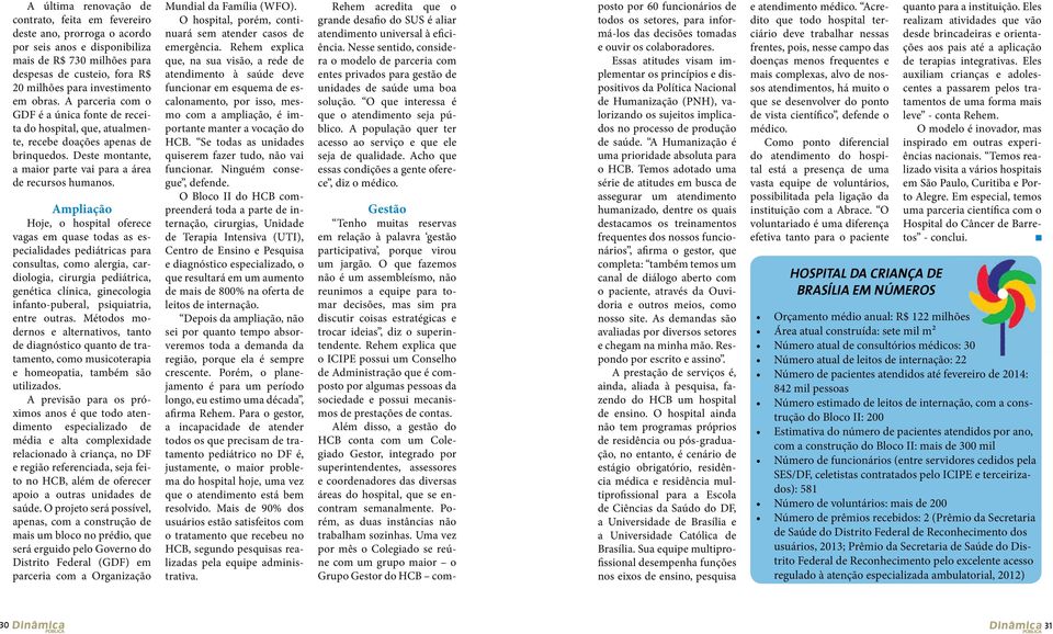 Ampliação Hoje, o hospital oferece vagas em quase todas as especialidades pediátricas para consultas, como alergia, cardiologia, cirurgia pediátrica, genética clínica, ginecologia infanto-puberal,