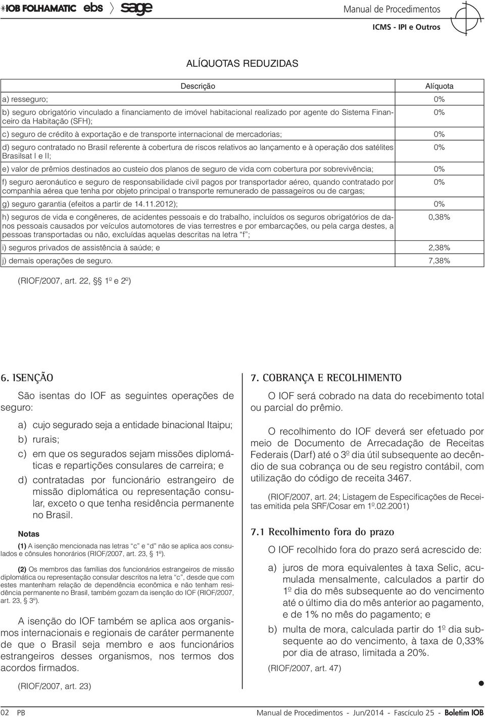 Brasilsat I e II; e) valor de prêmios destinados ao custeio dos planos de seguro de vida com cobertura por sobrevivência; 0% f) seguro aeronáutico e seguro de responsabilidade civil pagos por