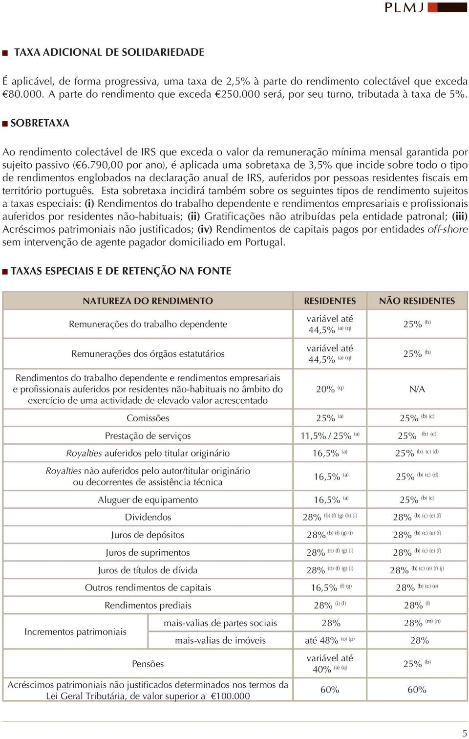 790,00 por ano), é aplicada uma sobretaxa de 3,5% que incide sobre todo o tipo de rendimentos englobados na declaração anual de IRS, auferidos por pessoas residentes fiscais em território português.