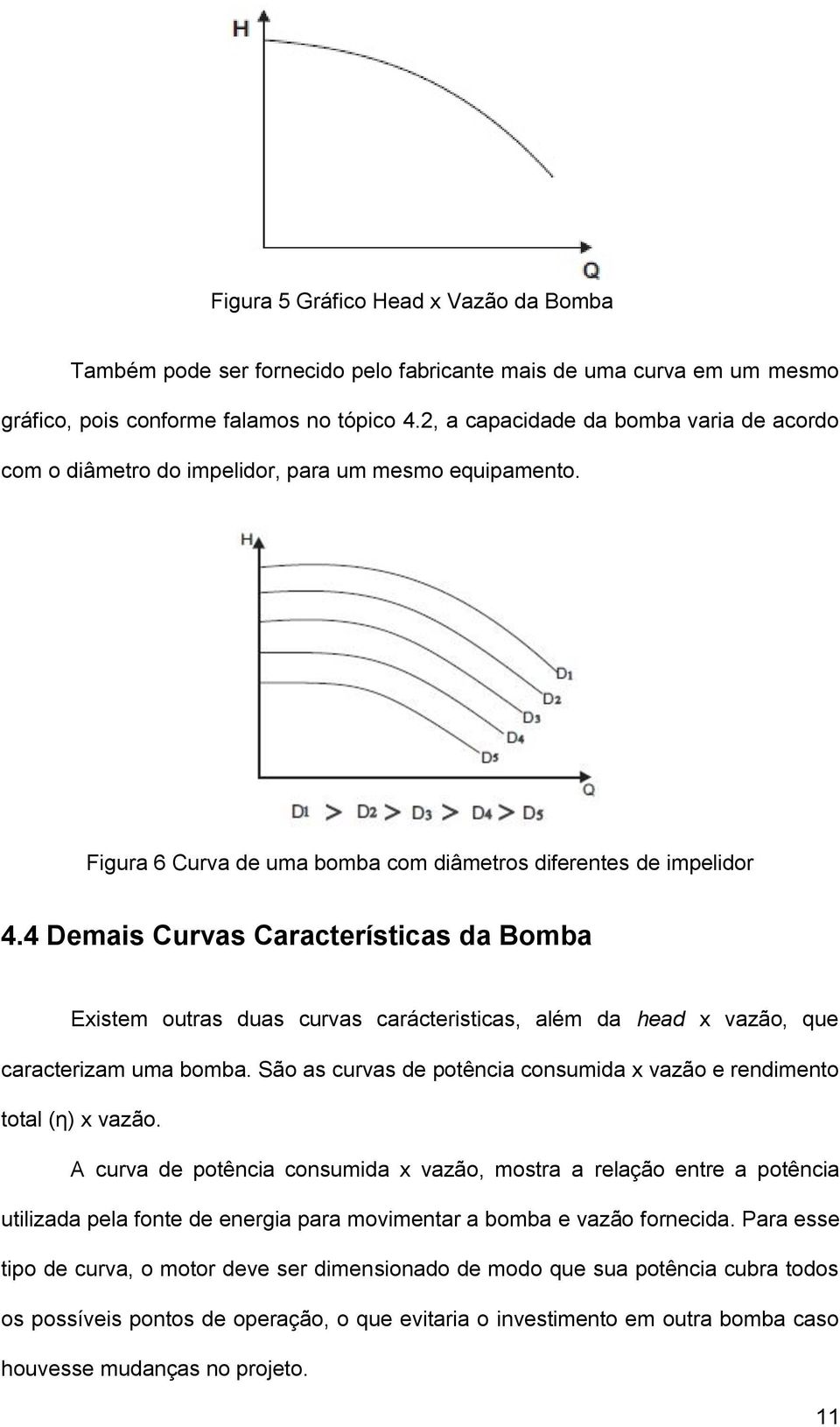 4 Demais Curvas Características da Bomba Existem outras duas curvas carácteristicas, além da head x vazão, que caracterizam uma bomba.