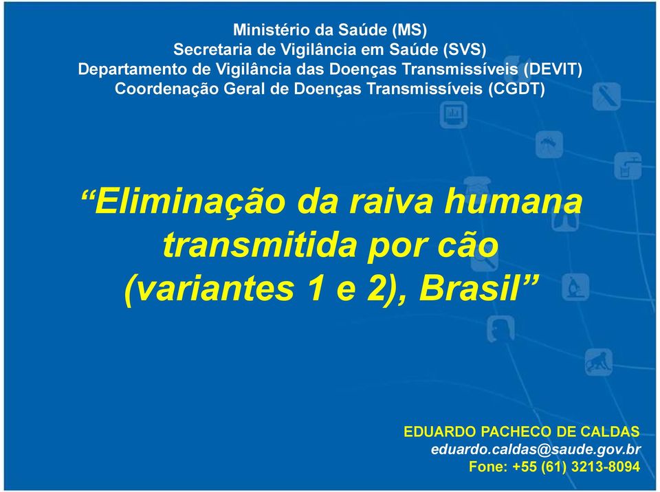 Transmissíveis (CGDT) Eliminação da raiva humana transmitida por cão (variantes 1