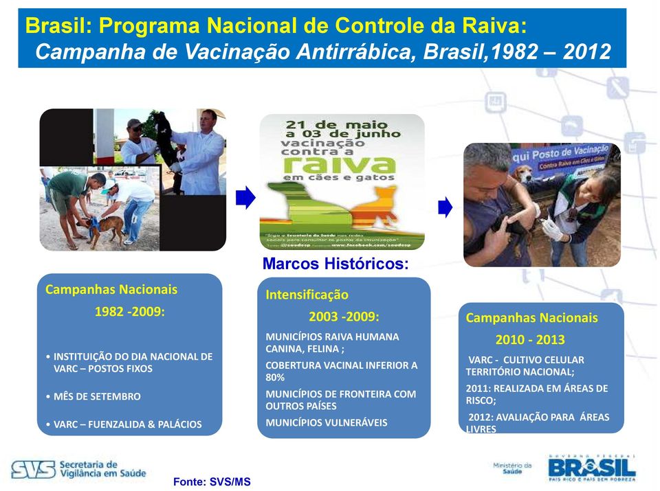 RAIVA HUMANA CANINA, FELINA ; COBERTURA VACINAL INFERIOR A 80% MUNICÍPIOS DE FRONTEIRA COM OUTROS PAÍSES MUNICÍPIOS VULNERÁVEIS Campanhas