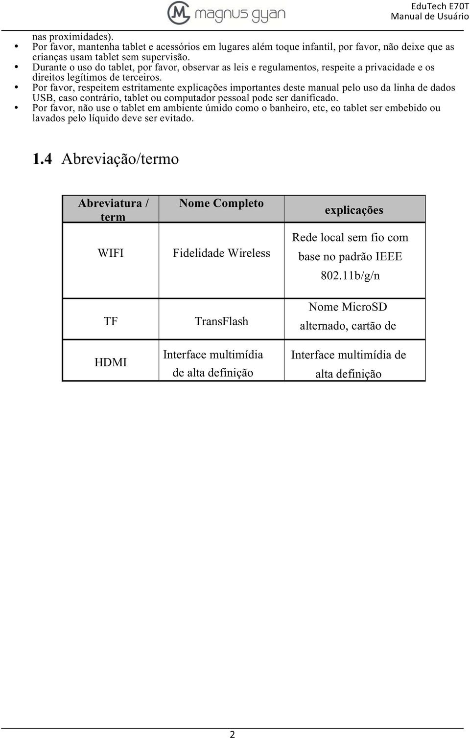 Por favor, respeitem estritamente explicações importantes deste manual pelo uso da linha de dados USB, caso contrário, tablet ou computador pessoal pode ser danificado.