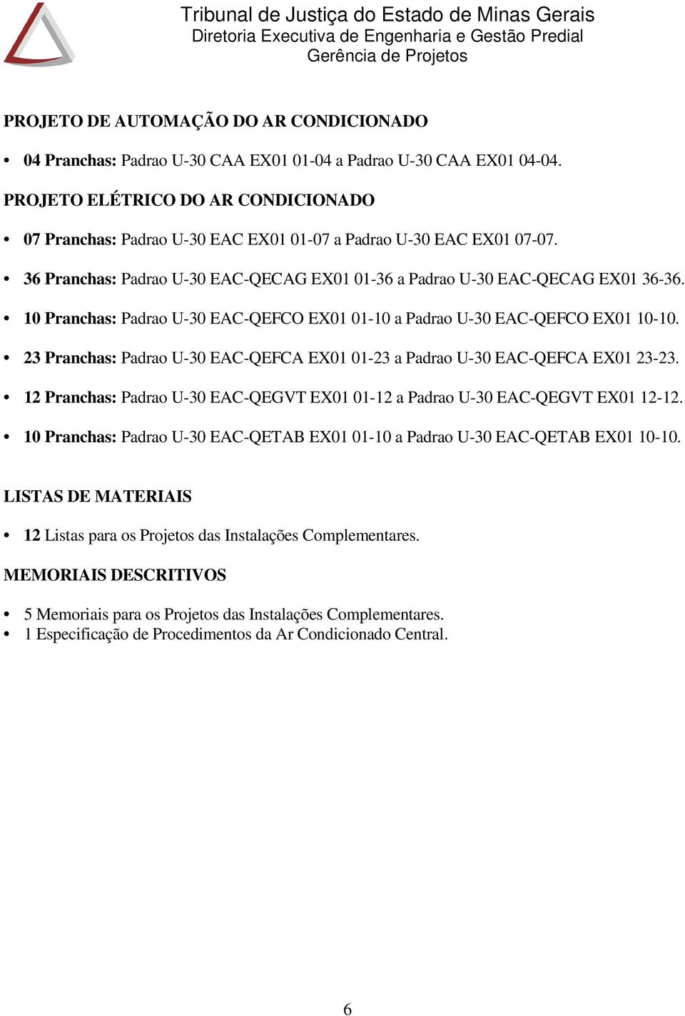 10 Pranchas: Padrao U-30 EAC-QEFCO EX01 01-10 a Padrao U-30 EAC-QEFCO EX01 10-10. 23 Pranchas: Padrao U-30 EAC-QEFCA EX01 01-23 a Padrao U-30 EAC-QEFCA EX01 23-23.