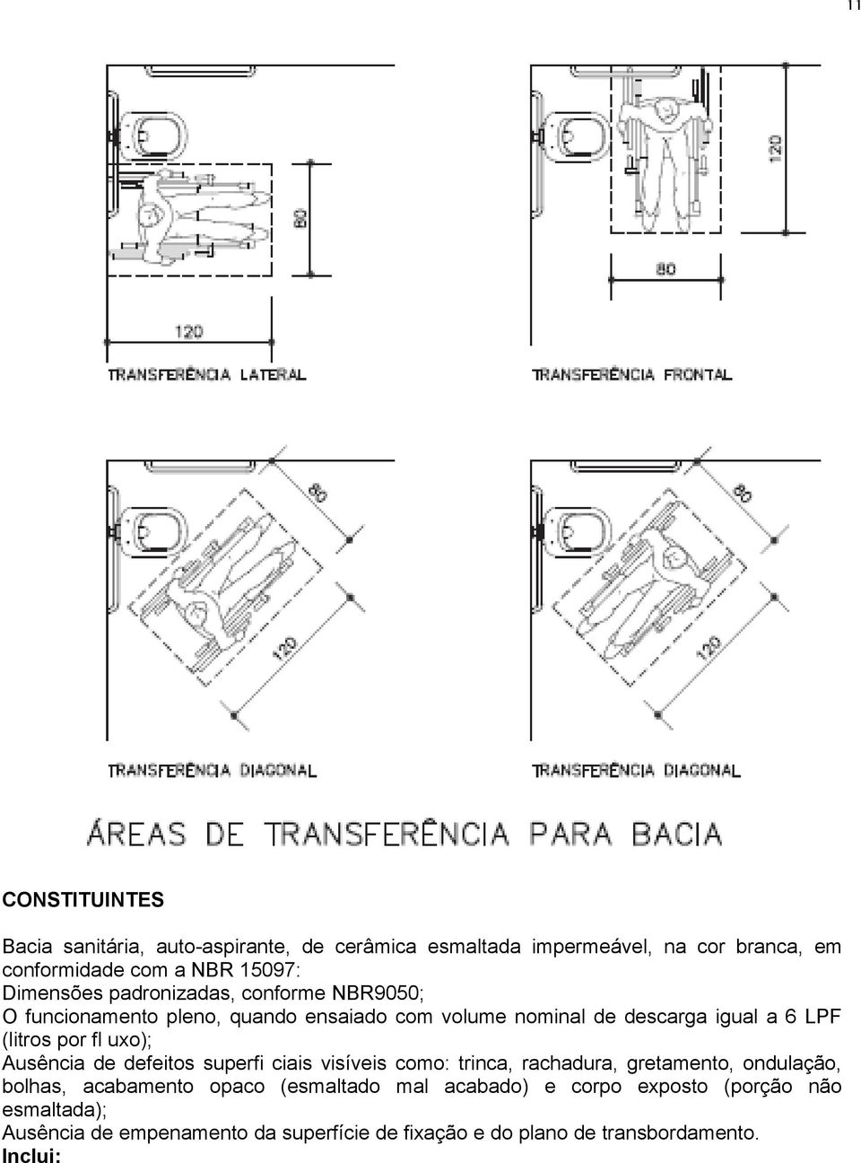 por fl uxo); Ausência de defeitos superfi ciais visíveis como: trinca, rachadura, gretamento, ondulação, bolhas, acabamento opaco