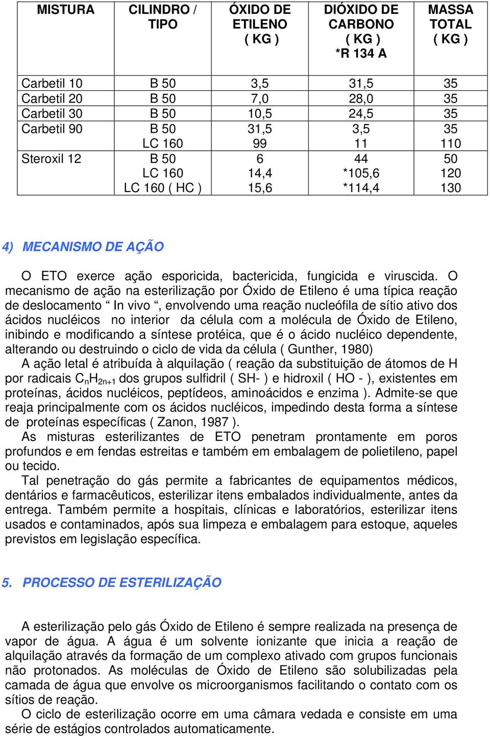 O mecanismo de ação na esterilização por Óxido de Etileno é uma típica reação de deslocamento In vivo, envolvendo uma reação nucleófila de sítio ativo dos ácidos nucléicos no interior da célula com a