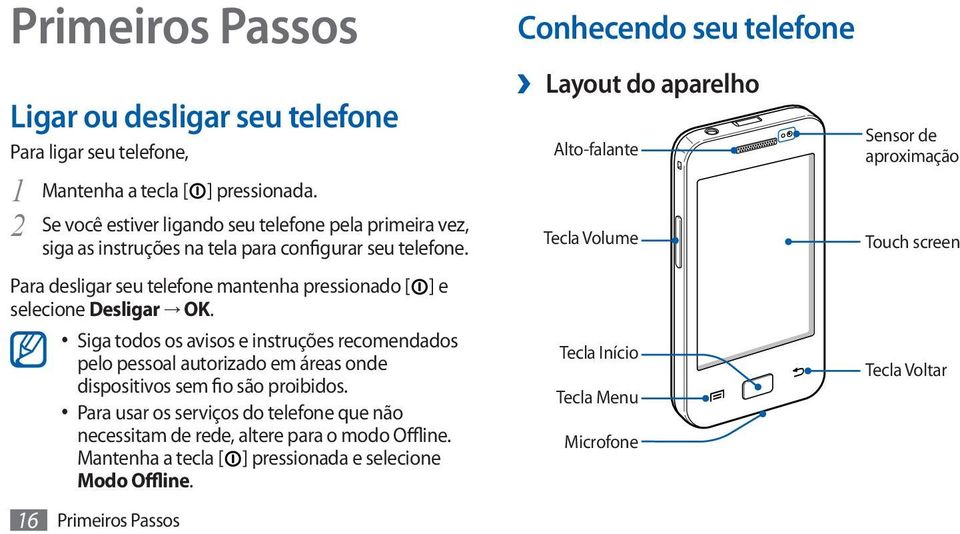 Para desligar seu telefone mantenha pressionado [ ] e selecione Desligar OK.