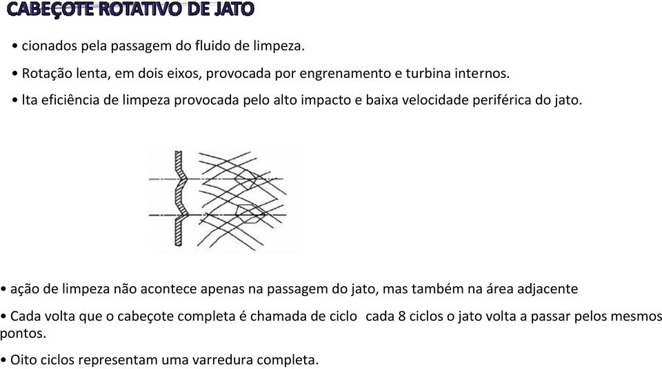 lta eficiência de limpeza provocada pelo alto impacto e baixa velocidade periférica do jato.