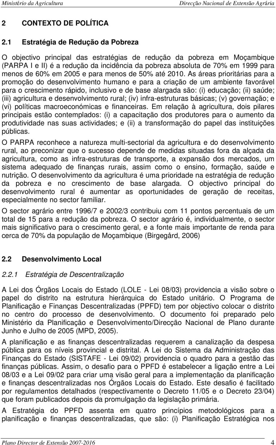 60% em 2005 e para menos de 50% até 2010.