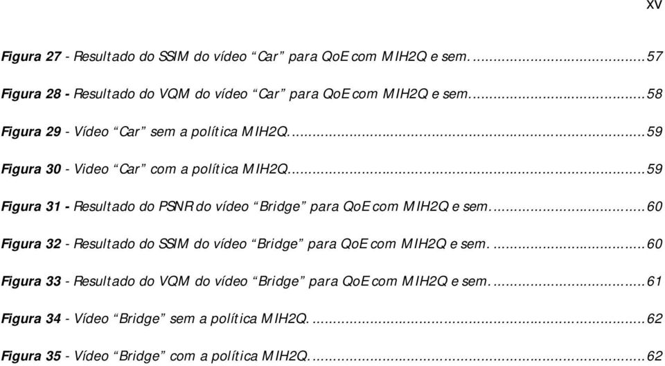 ... 59 Figura 31 - Resultado do PSNR do vídeo Bridge para QoE com MIH2Q e sem.