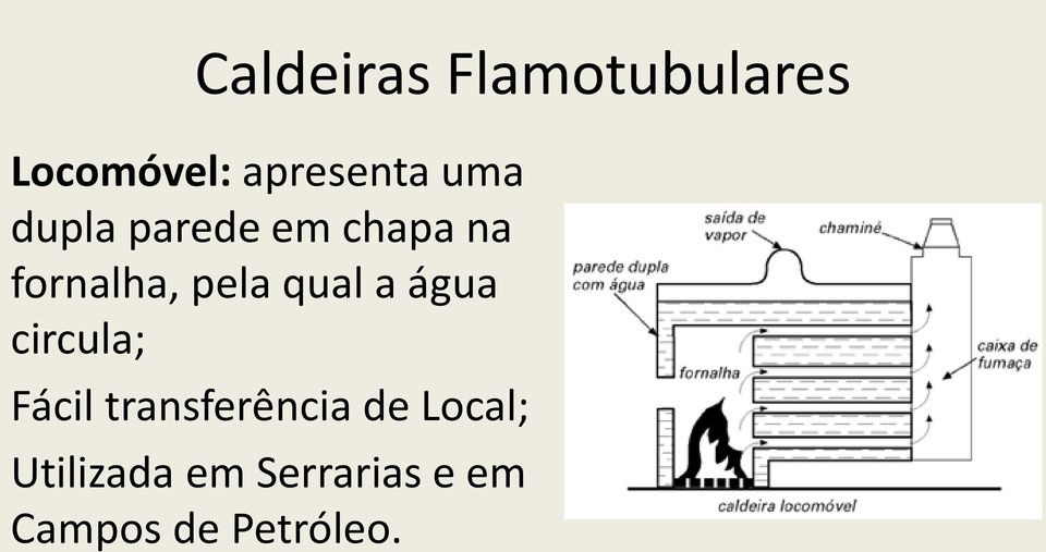 qual a água circula; Fácil transferência de