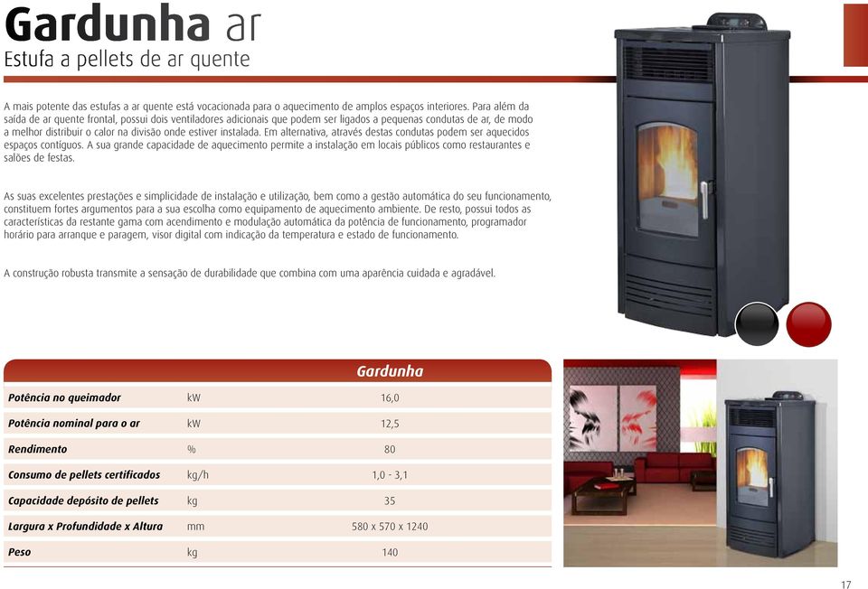 Em alternativa, através destas condutas podem ser aquecidos espaços contíguos. A sua grande capacidade de aquecimento permite a instalação em locais públicos como restaurantes e salões de festas.