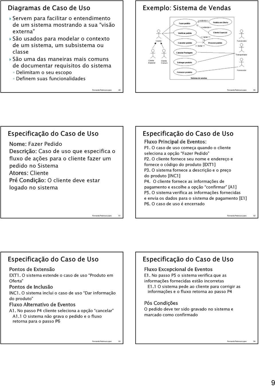 Sistema Atores: Cliente Pré Condição: O cliente deve estar logado no sistema Fluxo Principal de Eventos: P1. O caso de uso começa quando o cliente seleciona a opção Fazer Pedido P2.