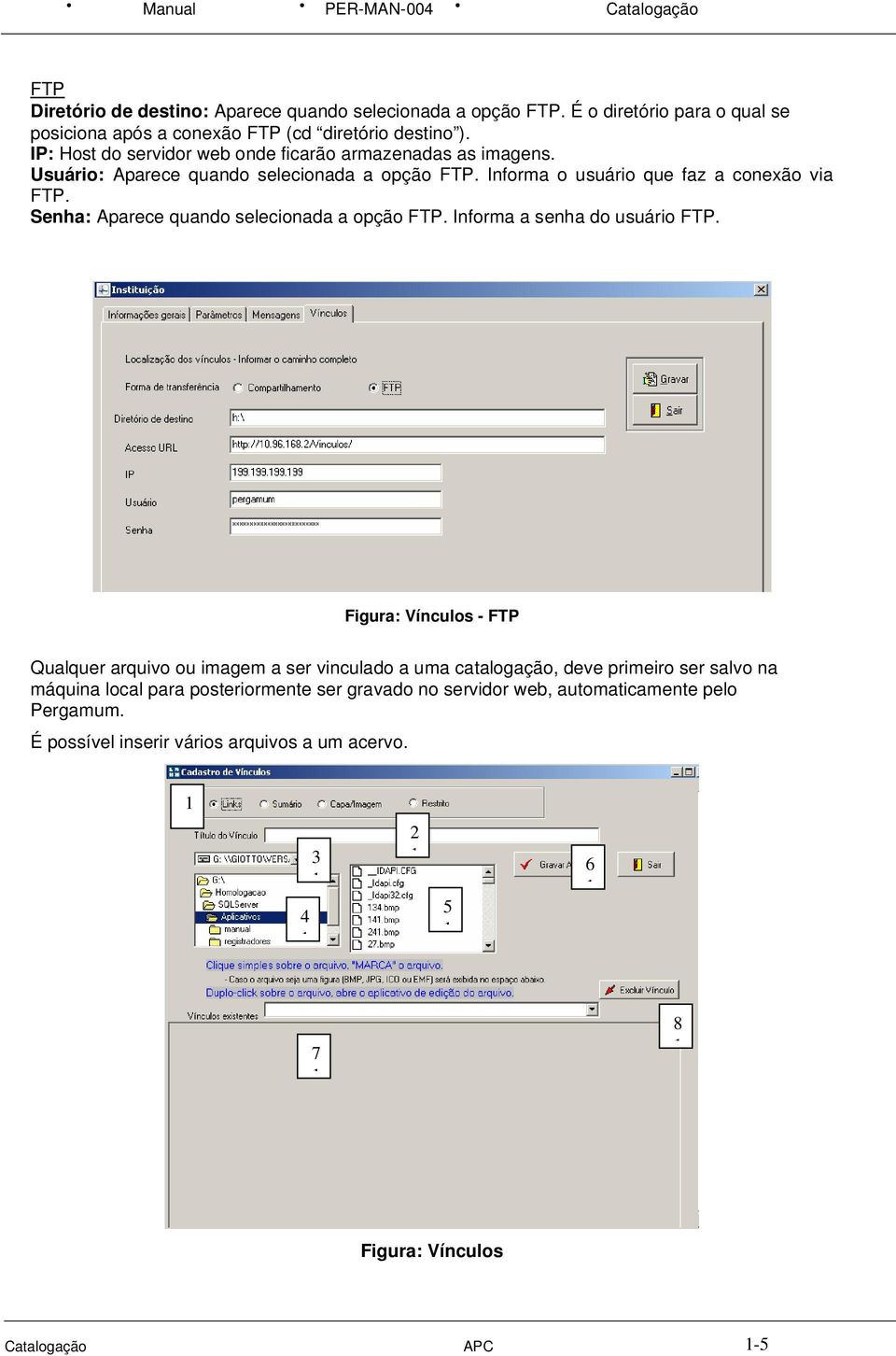 Senha: Aparece quando selecionada a opção FTP. Informa a senha do usuário FTP.