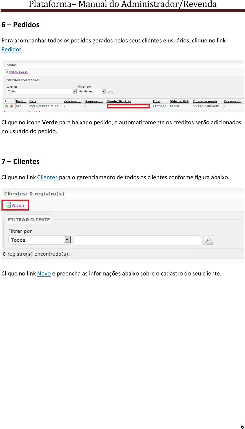 Clique no ícone Verde para baixar o pedido, e automaticamente os créditos serão adicionados no usuário do pedido.