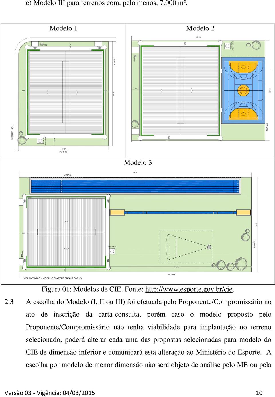 3 A escolha do Modelo (I, II ou III) foi efetuada pelo Proponente/Compromissário no ato de inscrição da carta-consulta, porém caso o modelo proposto pelo