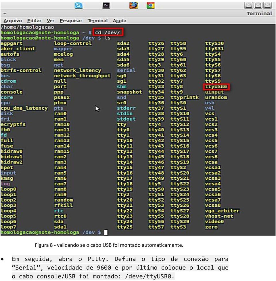 Defina o tipo de conexão para Serial, velocidade de 9600