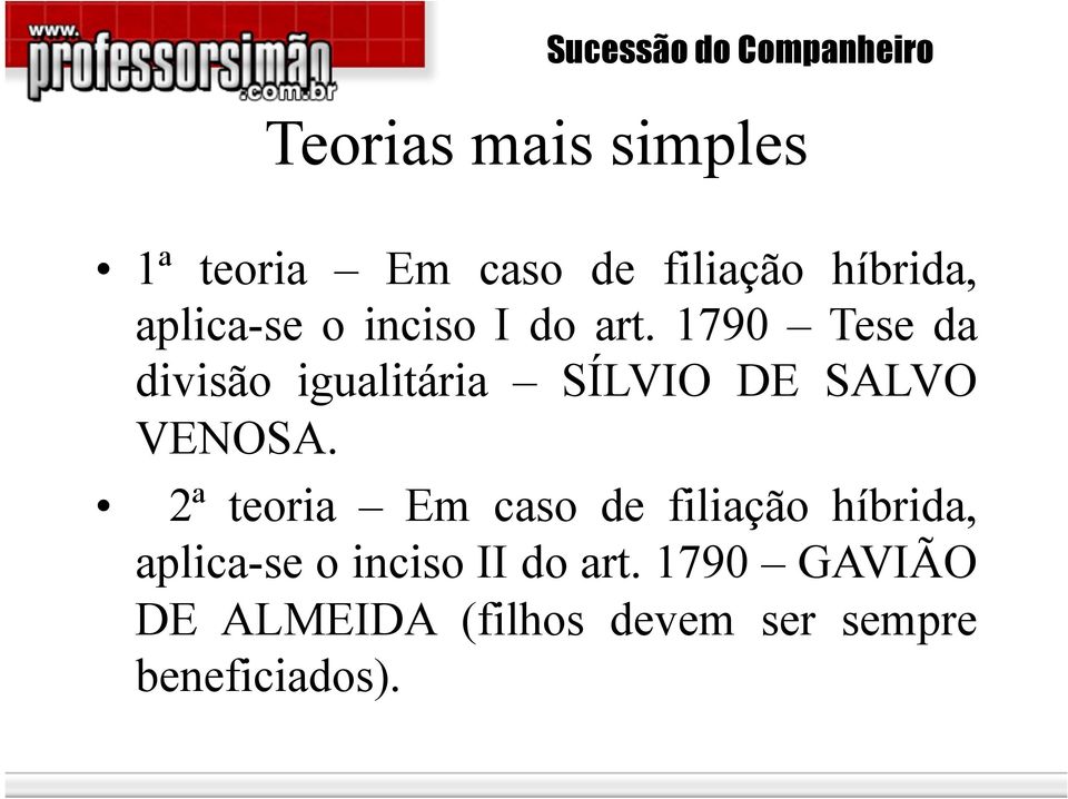 1790 Tese da divisão igualitária SÍLVIO DE SALVO VENOSA.