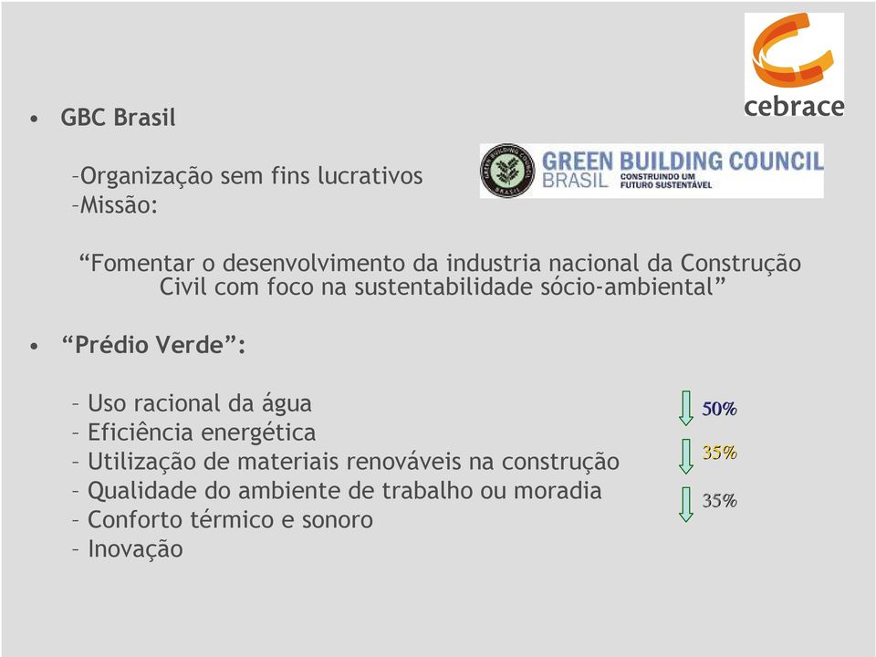 Uso racional da água Eficiência energética Utilização de materiais renováveis na