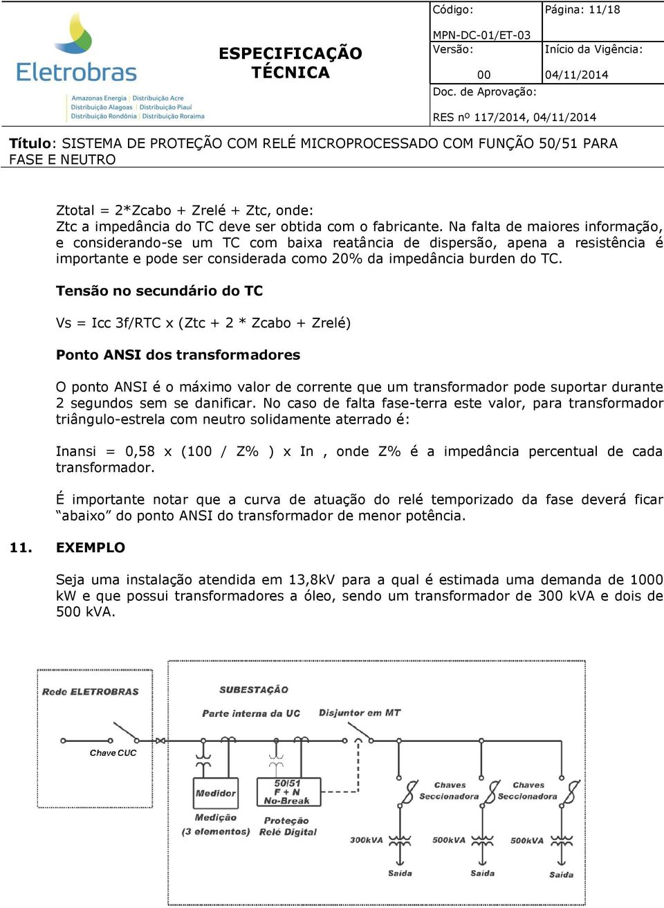 Tensão no secundário do TC Vs = Icc 3f/RTC x (Ztc + 2 * Zcabo + Zrelé) Ponto ANSI dos transformadores O ponto ANSI é o máximo valor de corrente que um transformador pode suportar durante 2 segundos