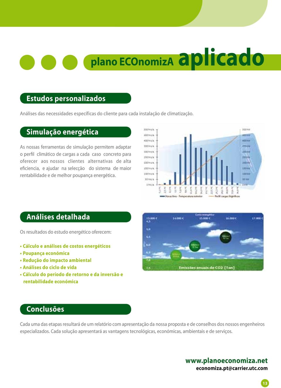 na selecção do sistema de maior rentabilidade e de melhor poupança energética.