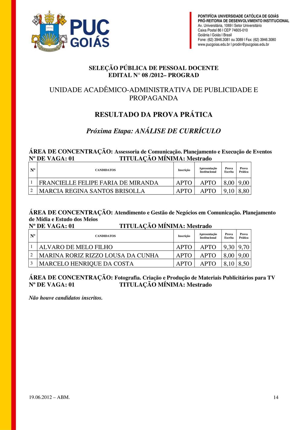 CONCENTRAÇÃO: Atendimento e Gestão de Negócios em Comunicação.