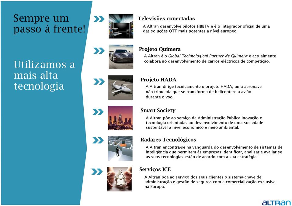 Projeto HADA A Altran dirige tecnicamente o projetohada, uma aeronave não tripulada que se transforma de helicoptero a avião durante o voo.