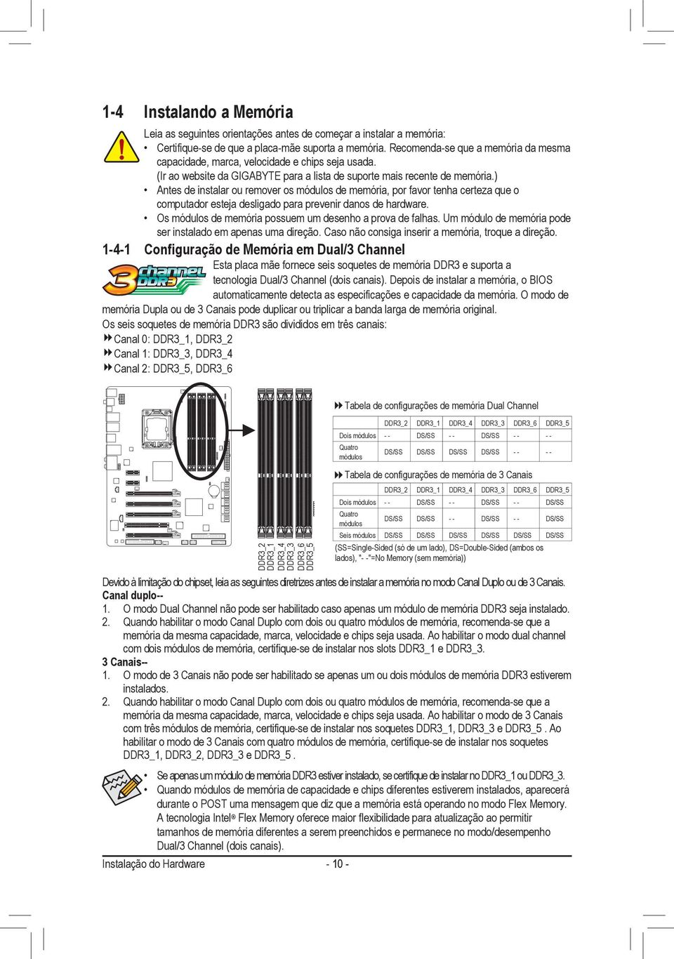 ) Antes de instalar ou remover os módulos de memória, por favor tenha certeza que o computador esteja desligado para prevenir danos de hardware.