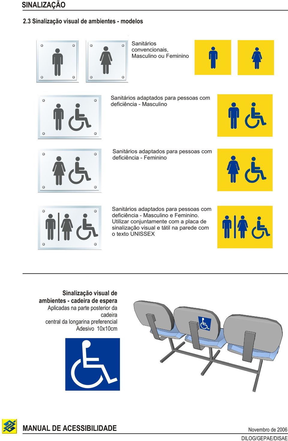 deficiência - Masculino Sanitários adaptados para pessoas com deficiência - Feminino Sanitários adaptados para pessoas com deficiência