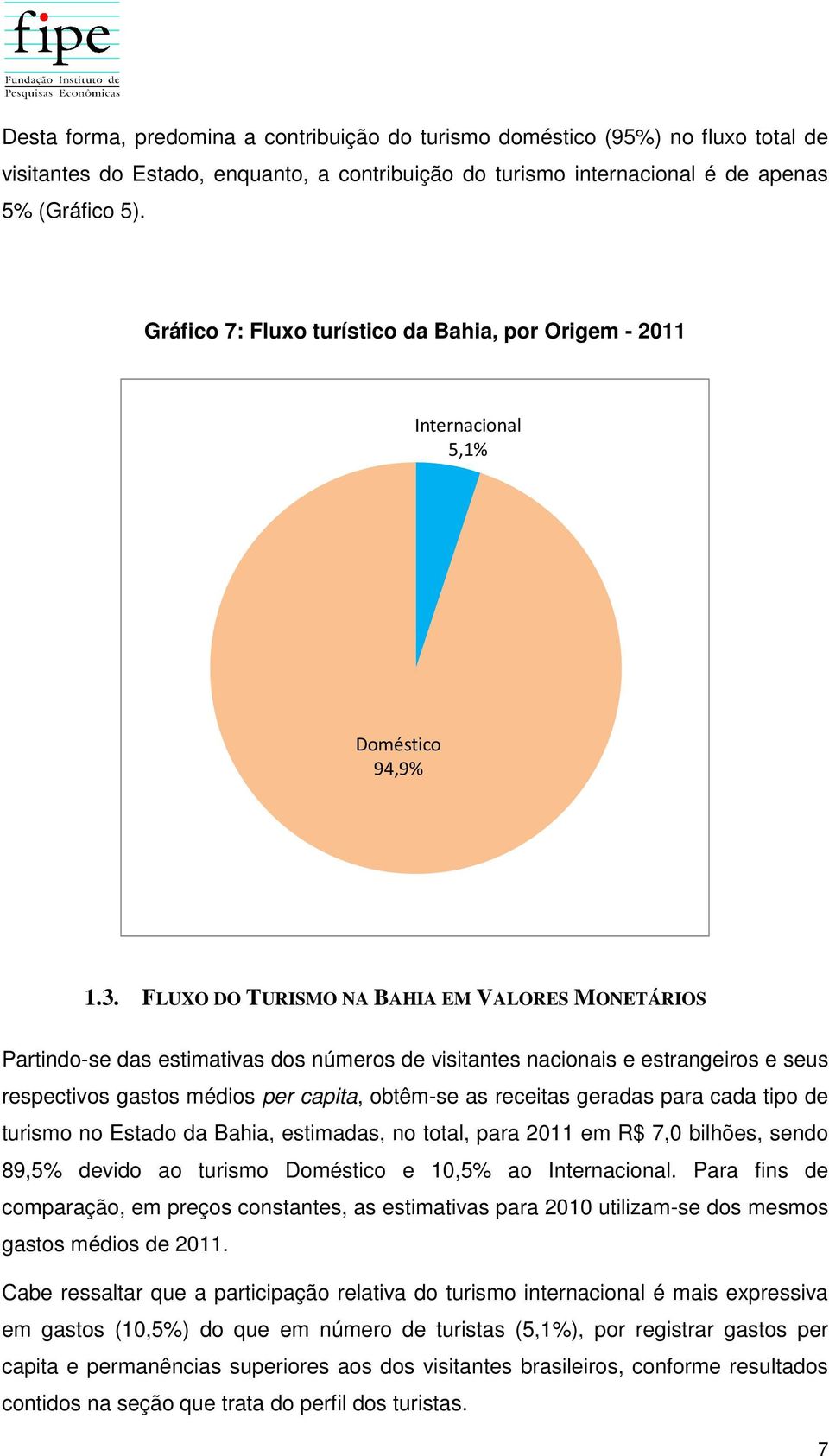 FLUXO DO TURISMO NA BAHIA EM VALORES MONETÁRIOS Partindo-se das estimativas dos números de visitantes nacionais e estrangeiros e seus respectivos gastos médios per capita, obtêm-se as receitas