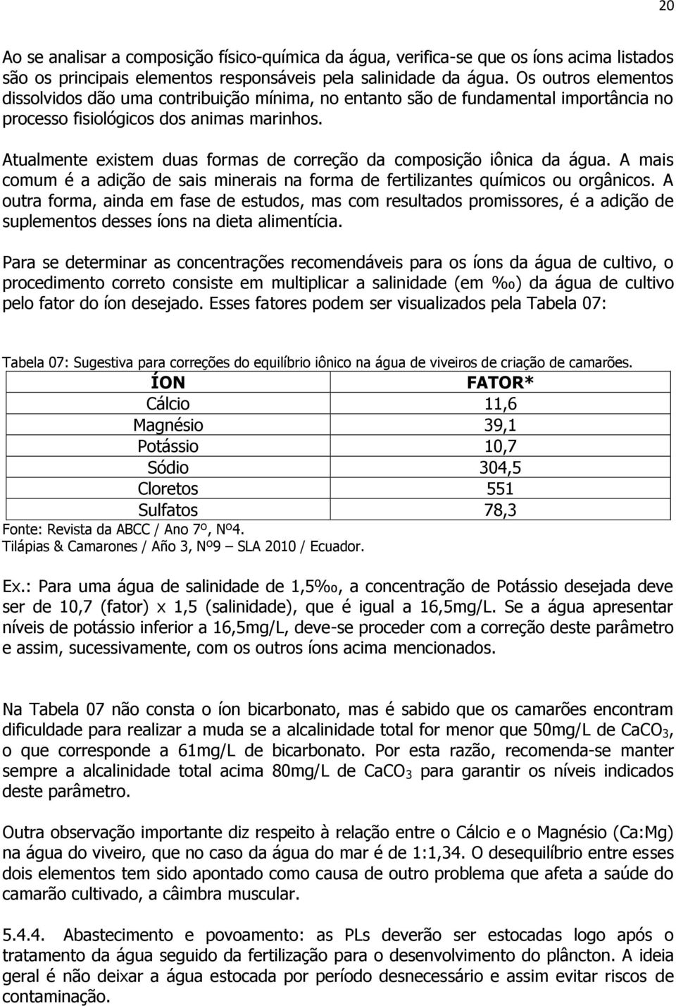 Atualmente existem duas formas de correção da composição iônica da água. A mais comum é a adição de sais minerais na forma de fertilizantes químicos ou orgânicos.