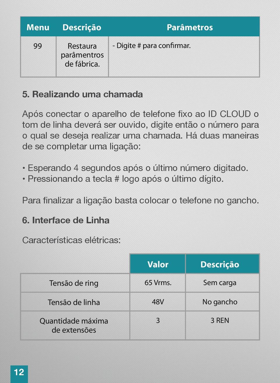 realizar uma chamada. Há duas maneiras de se completar uma ligação: Esperando 4 segundos após o último número digitado.