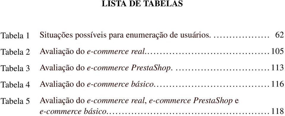 .. 105 Tabela 3 Avaliação do e-commerce PrestaShop.