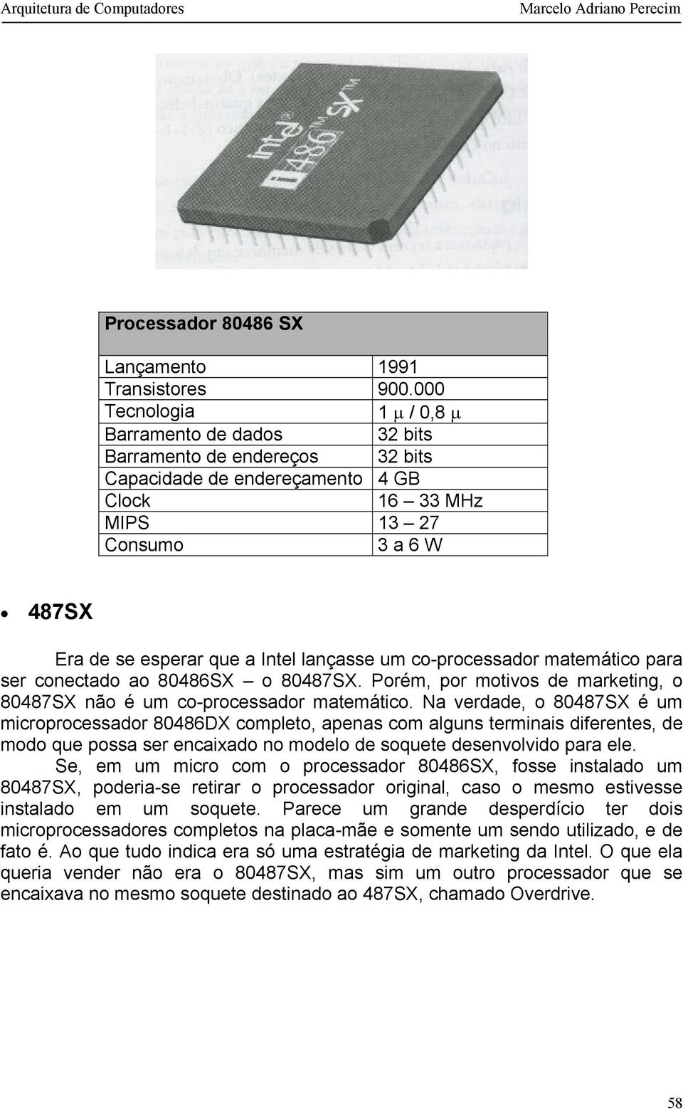 lançasse um co-processador matemático para ser conectado ao 80486SX o 80487SX. Porém, por motivos de marketing, o 80487SX não é um co-processador matemático.