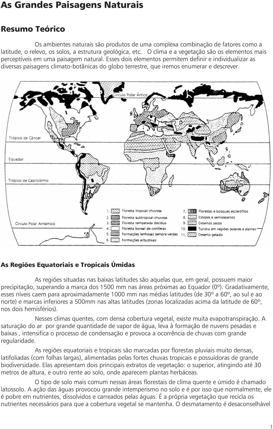 Esses dois elementos permitem definir e individualizar as diversas paisagens climato-botânicas do globo terrestre, que iremos enumerar e descrever.