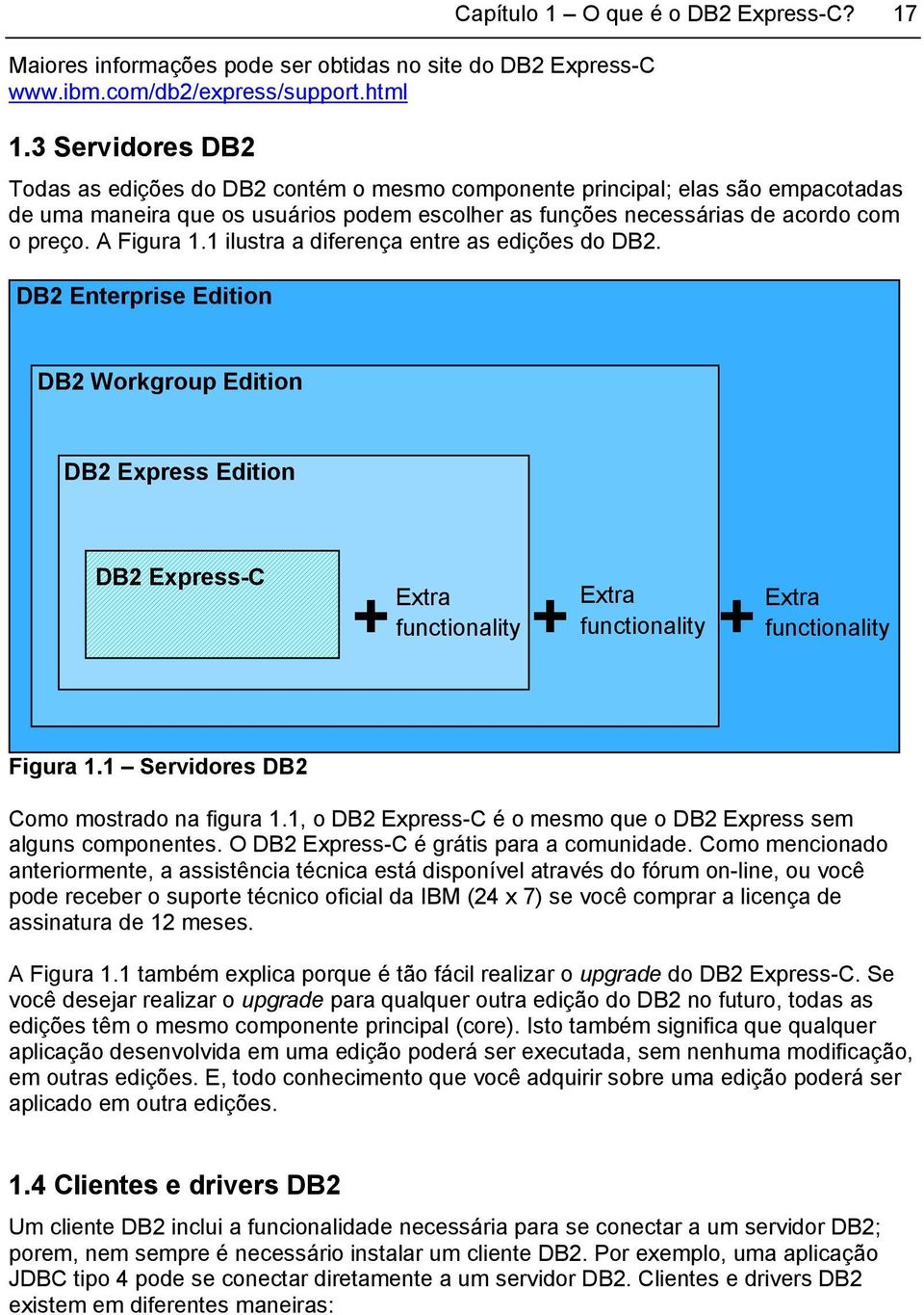 A Figura 1.1 ilustra a diferença entre as edições do DB2.